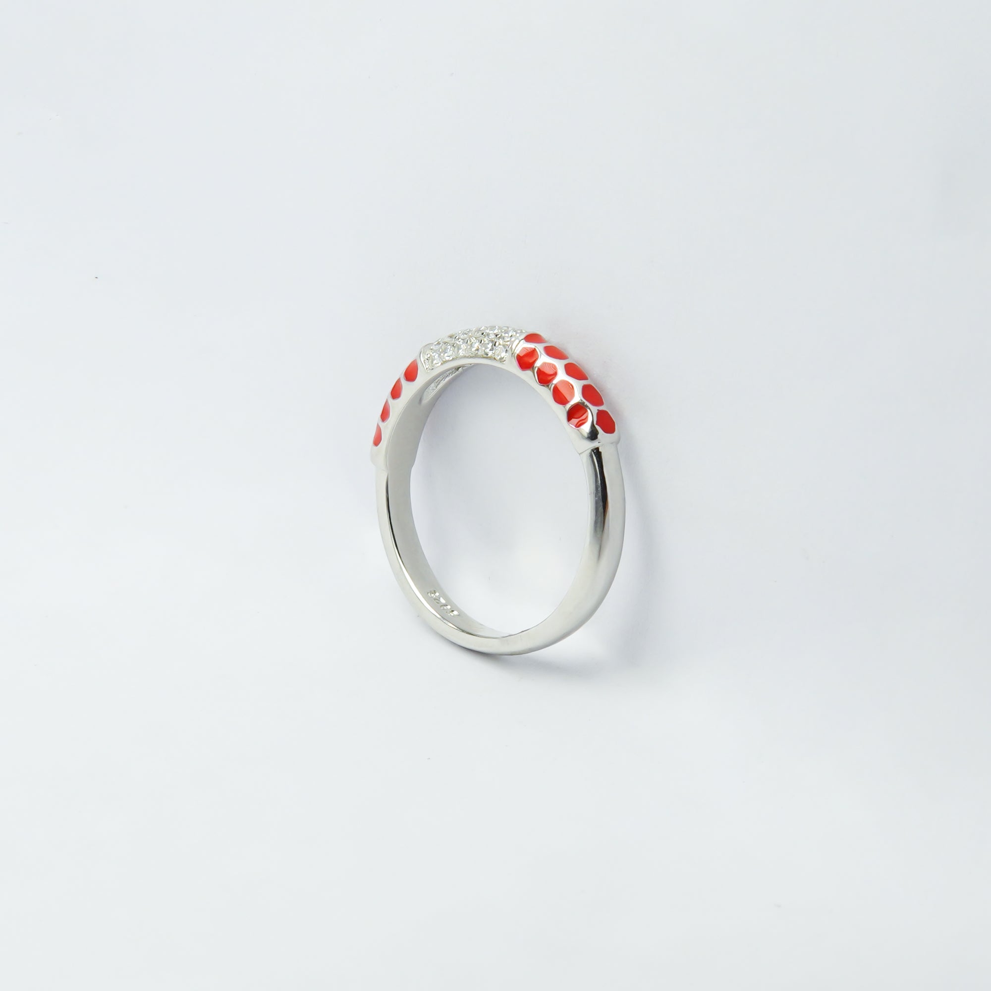 Mystical Red Enamel SIlver Ring
