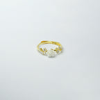 Buds & Petals Gold Polish SIlver Ring