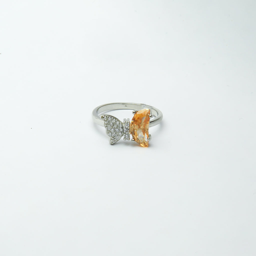 Citrine In Butterfly SIlver Ring