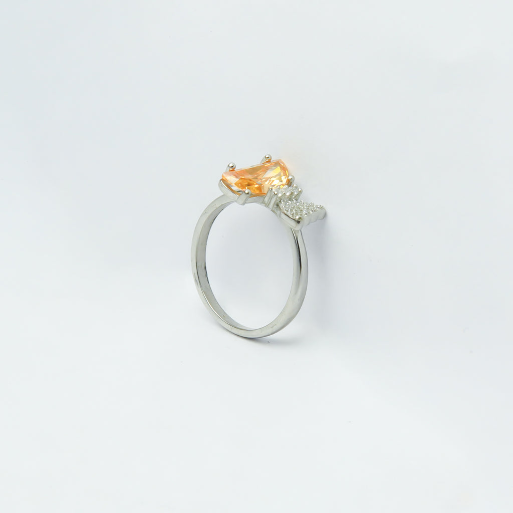 Citrine In Butterfly SIlver Ring