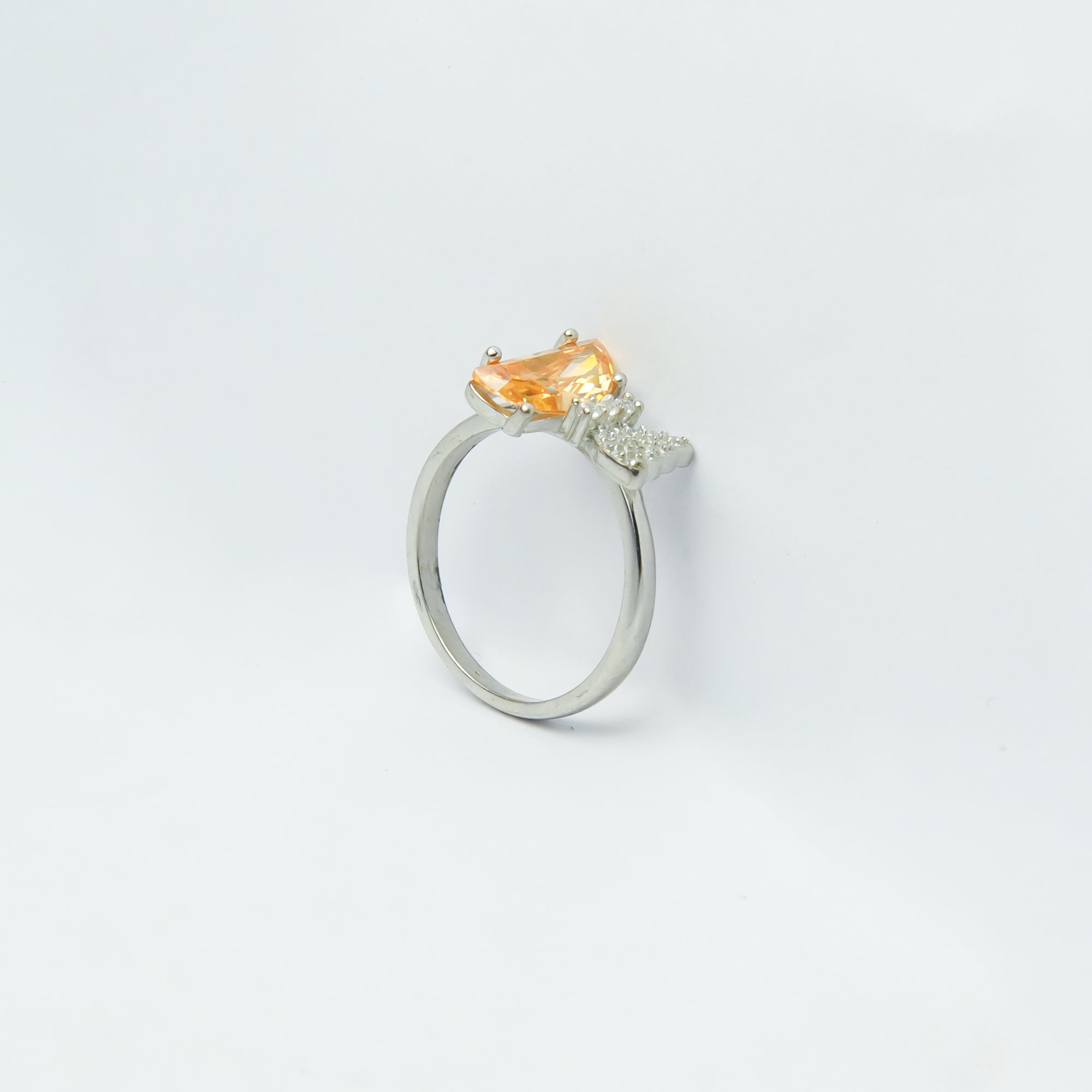 Citrine In Butterfly SIlver Ring