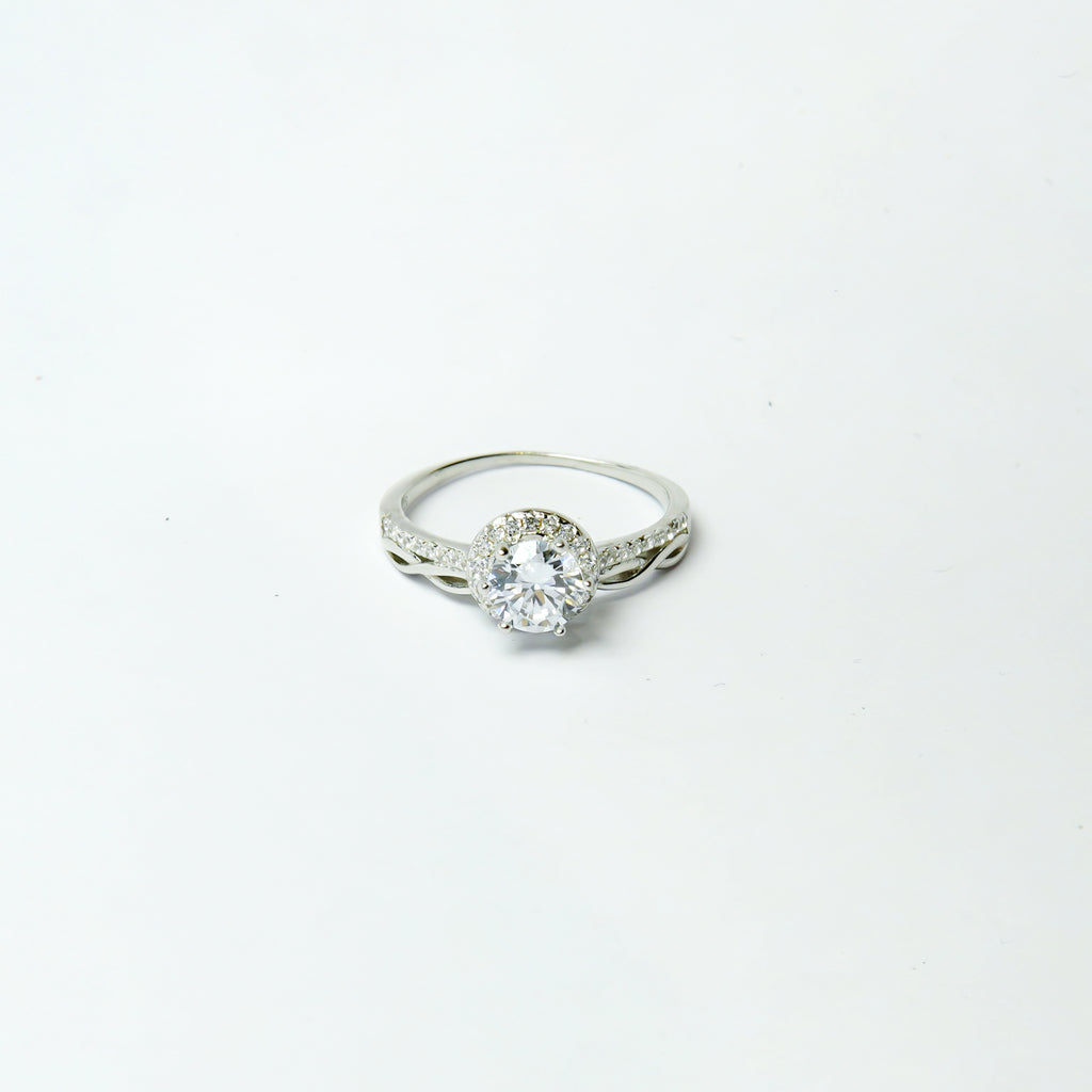 Vines and Solitaire Silver Ring