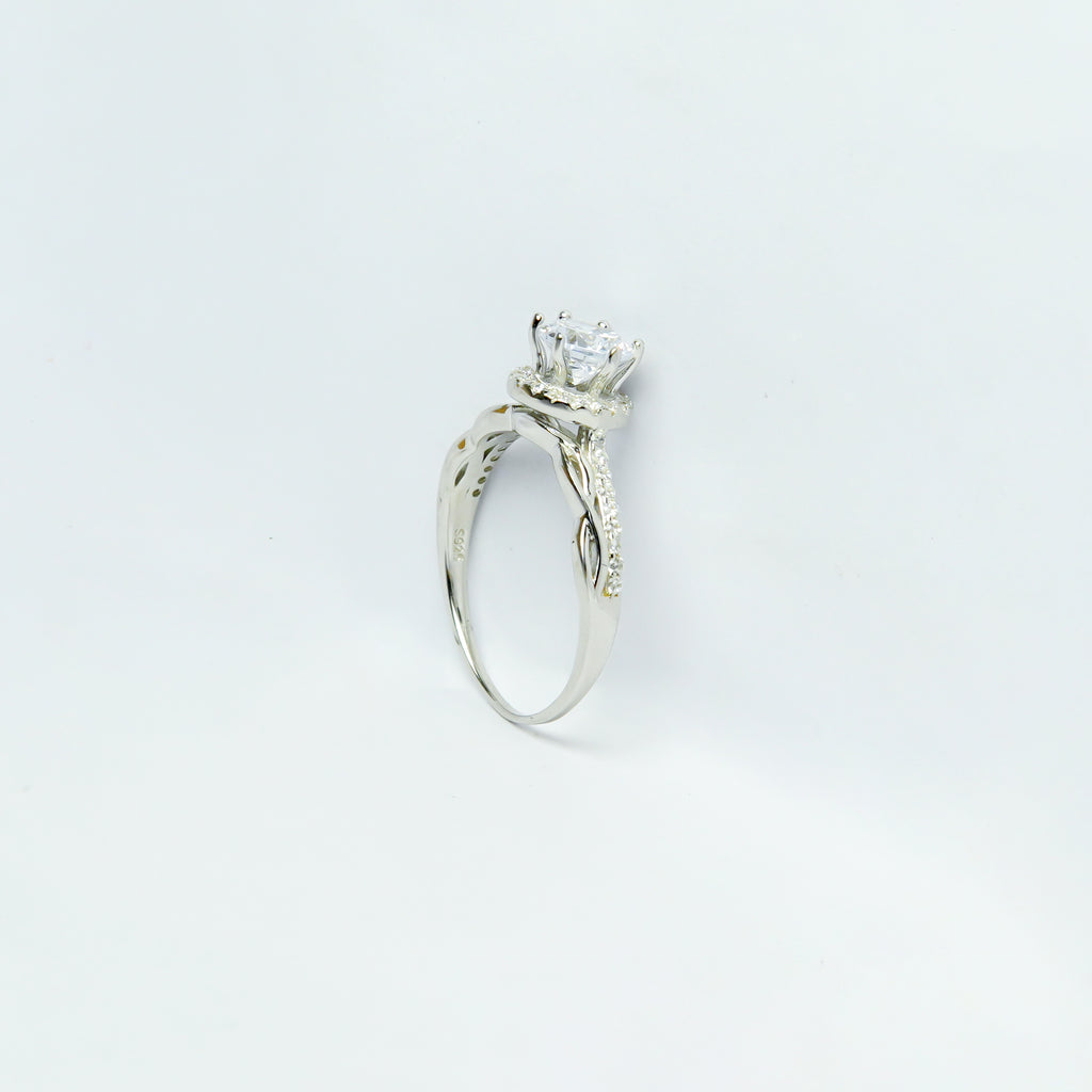 Vines and Solitaire Silver Ring
