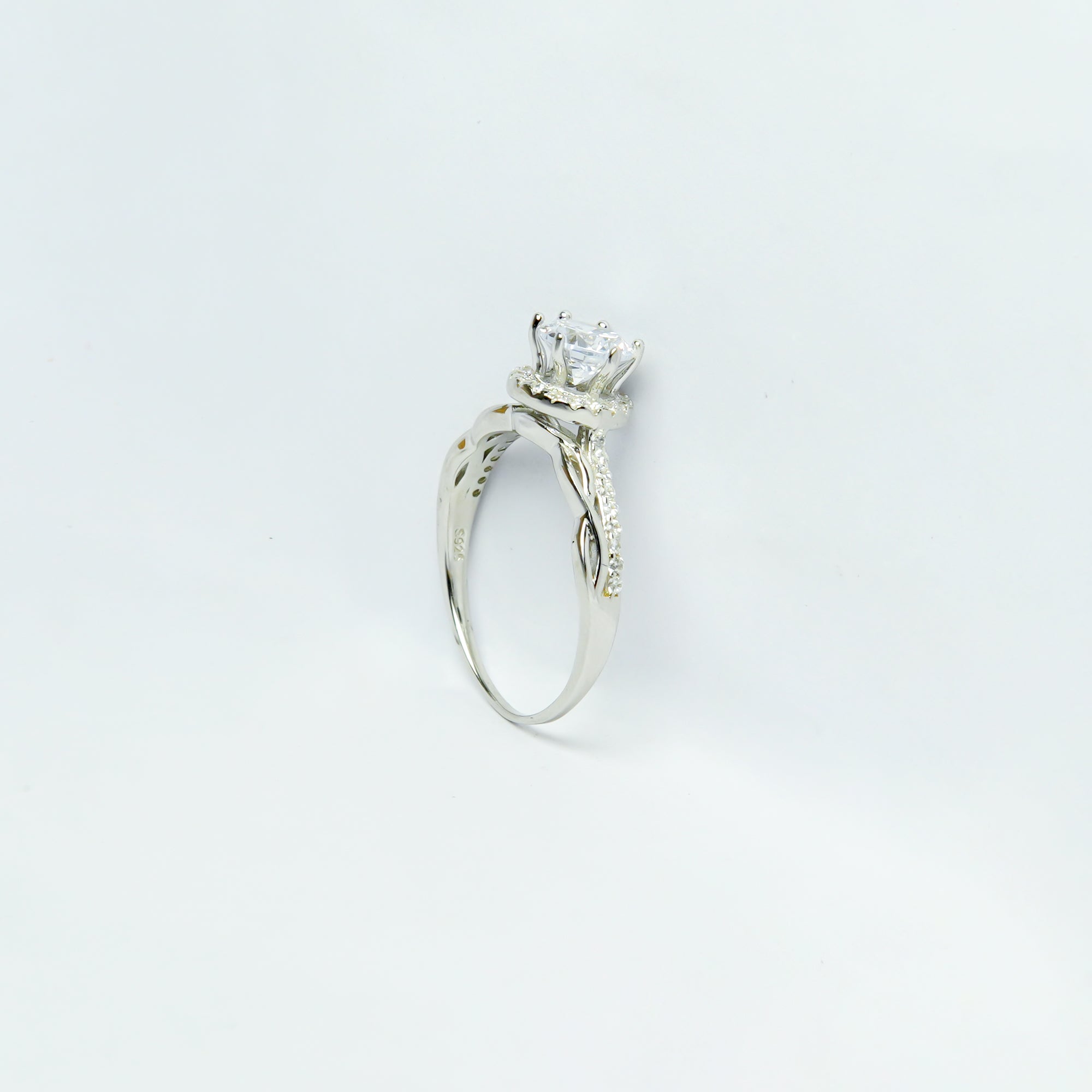 Vines and Solitaire Silver Ring