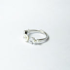 Blooming Diamond Pearl Silver Ring