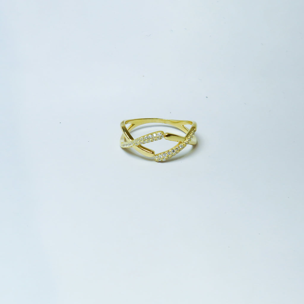 Statement Gold Plated Criss Cross SIlver Ring