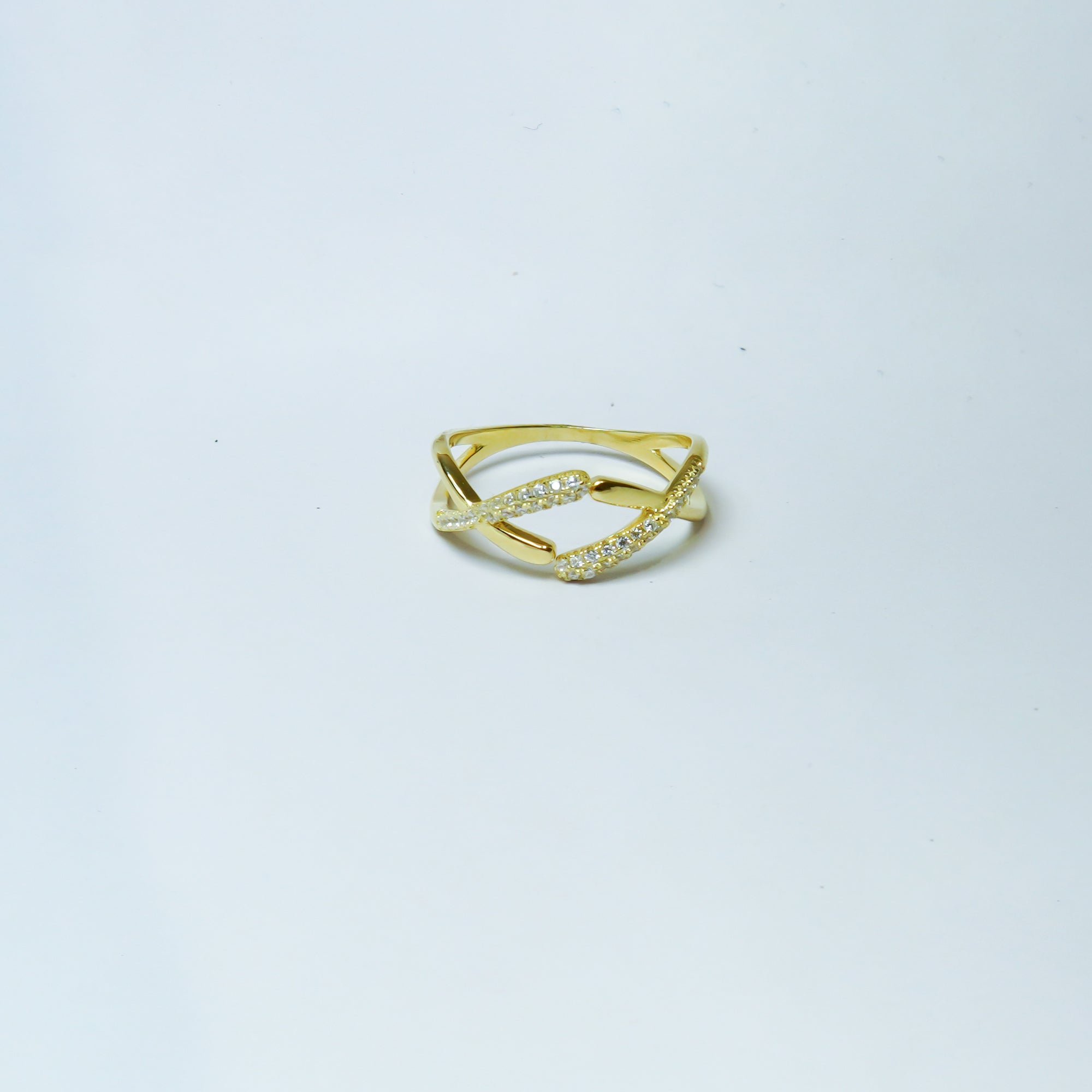 Statement Gold Plated Criss Cross SIlver Ring