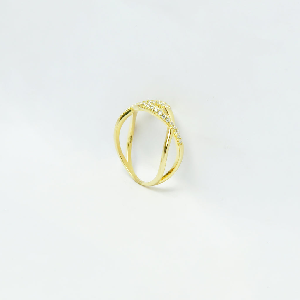 Statement Gold Plated Criss Cross SIlver Ring