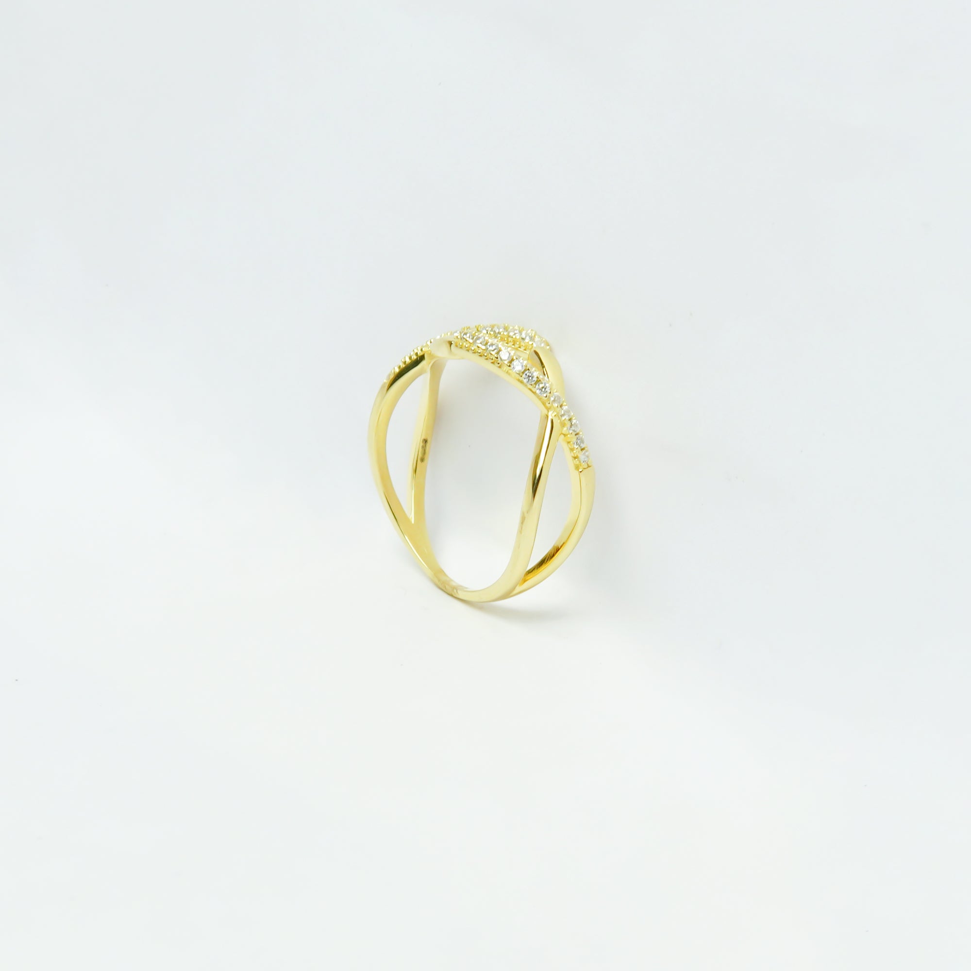 Statement Gold Plated Criss Cross SIlver Ring