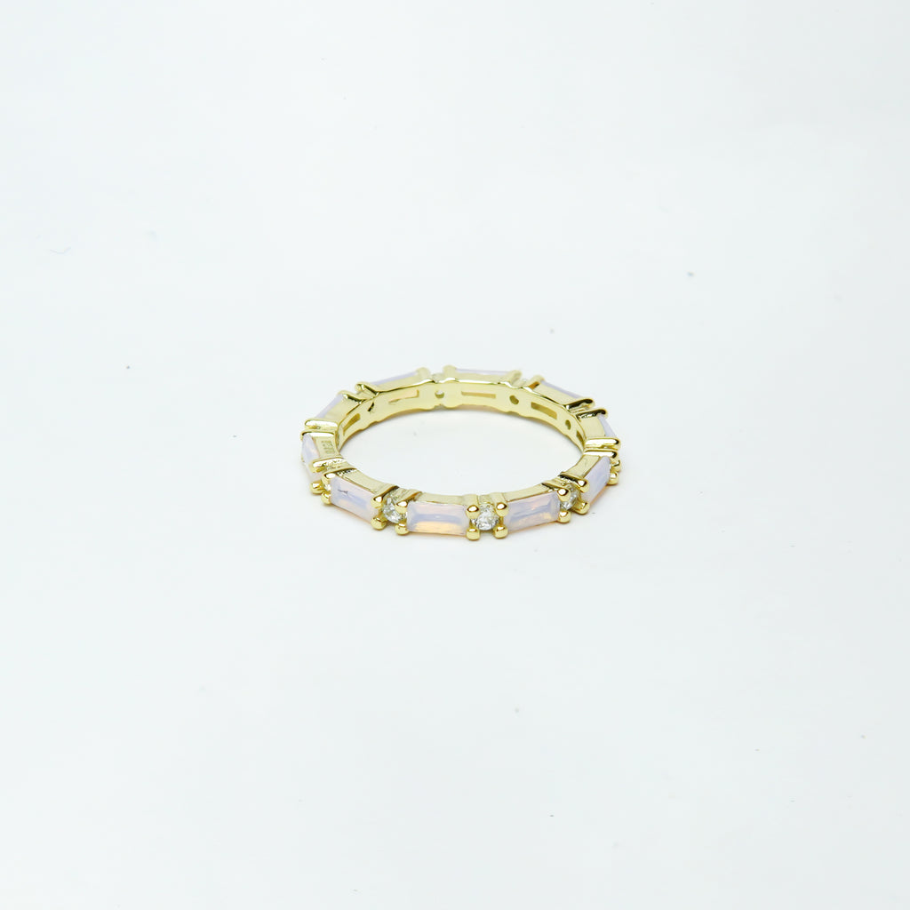 Horizon Studded Gold Plated Silver Band