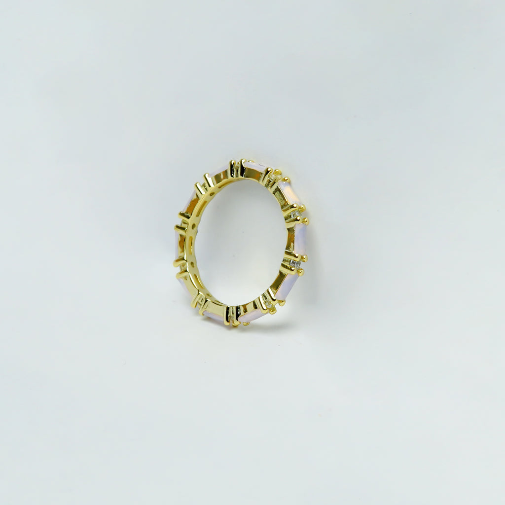Horizon Studded Gold Plated Silver Band