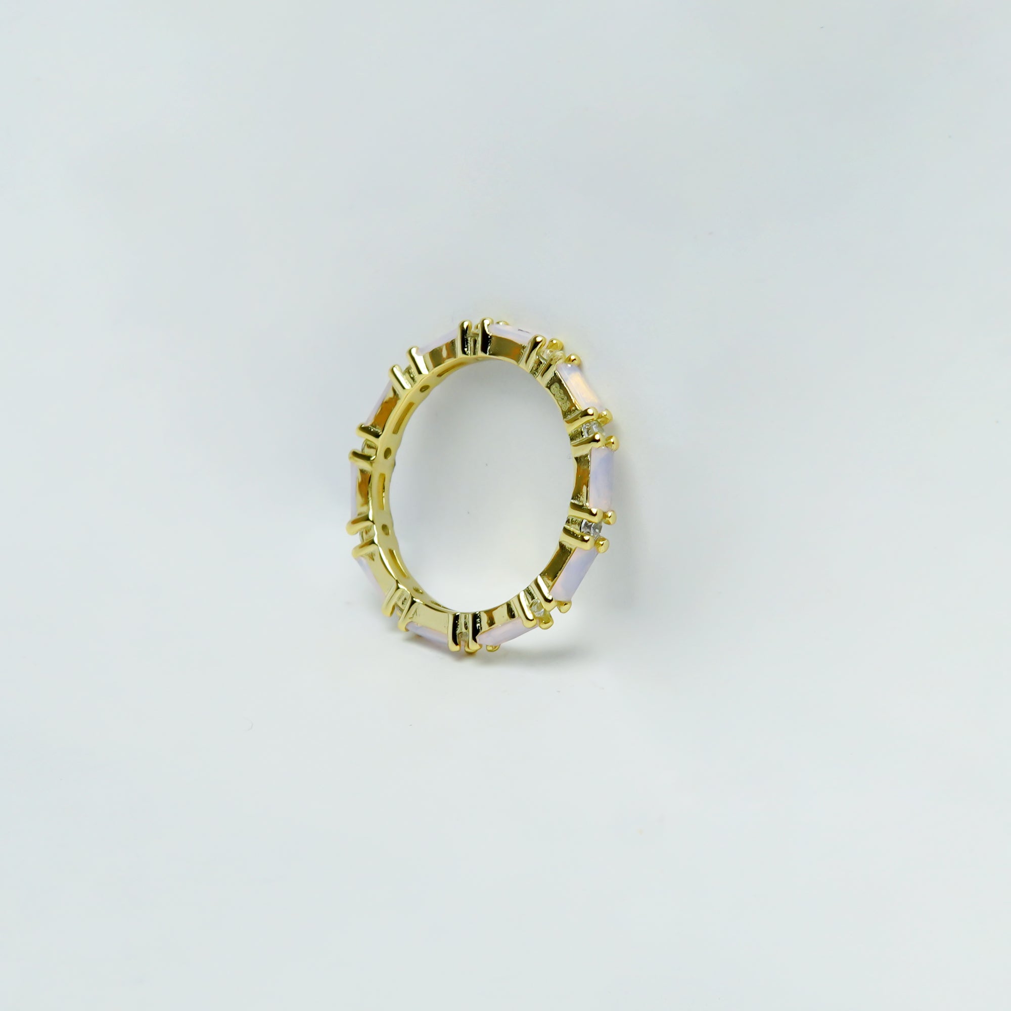 Horizon Studded Gold Plated Silver Band