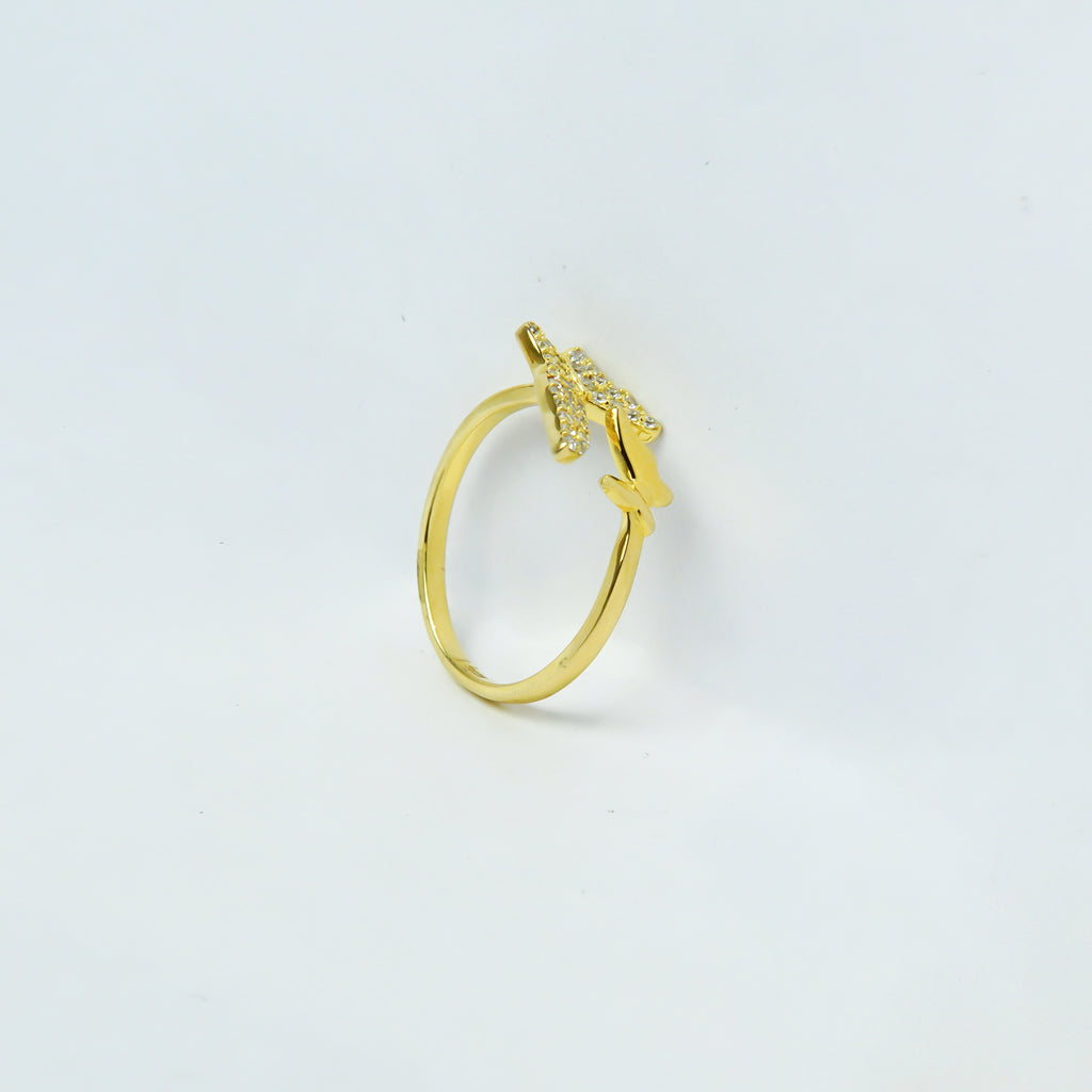 Twin Butterflies Gold Plated Silver Ring