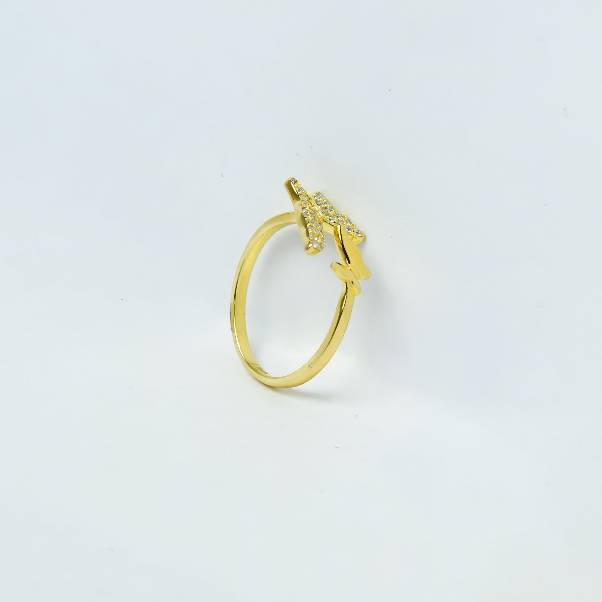 Twin Butterflies Gold Plated Silver Ring