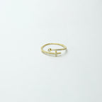 Open Cross Gold Plated SIlver Ring