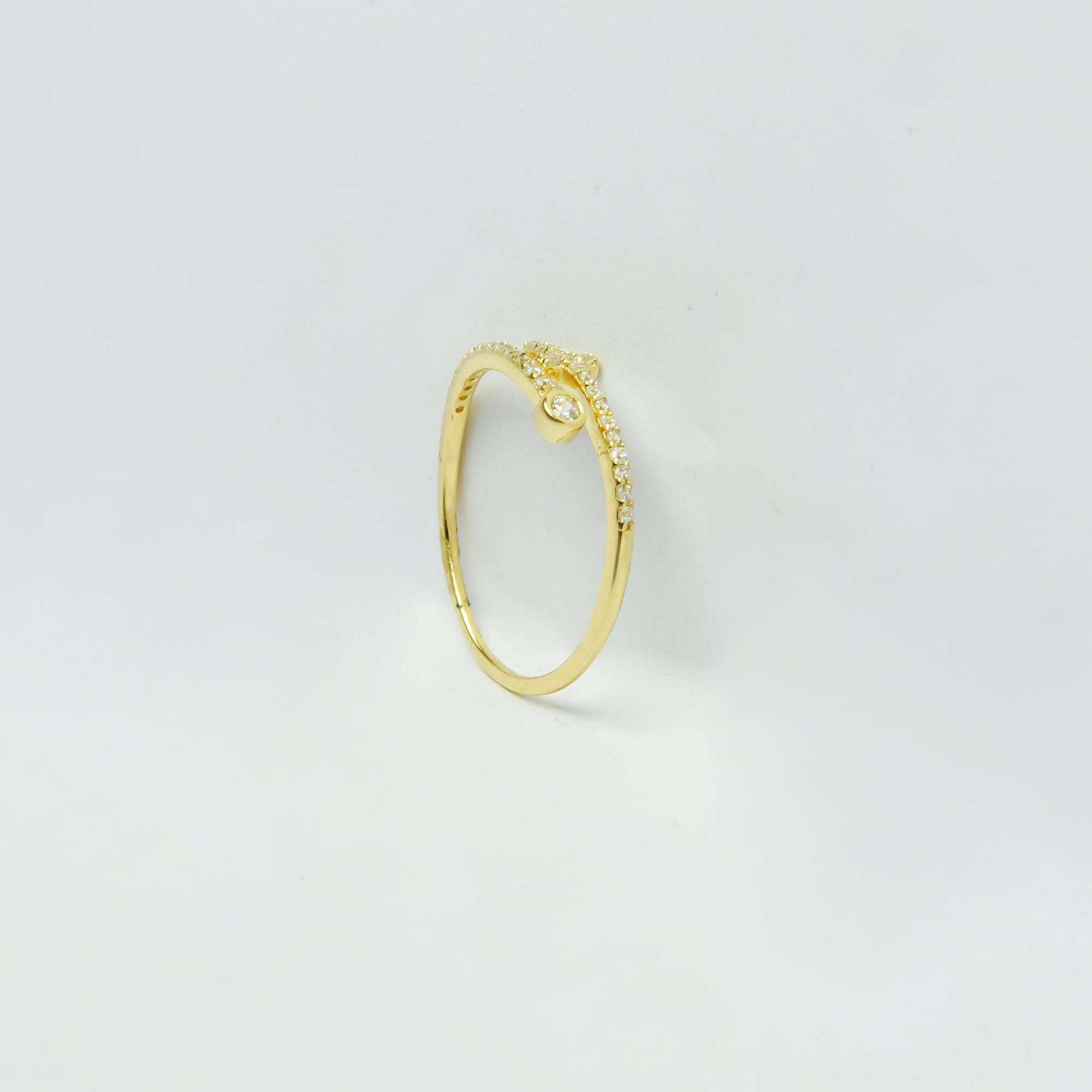 Open Cross Gold Plated SIlver Ring