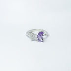 Purple In Butterfly Silver Ring