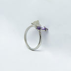 Purple In Butterfly Silver Ring