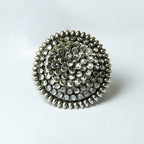 Oxidised sunny Flower Cocktail SIlver RIng