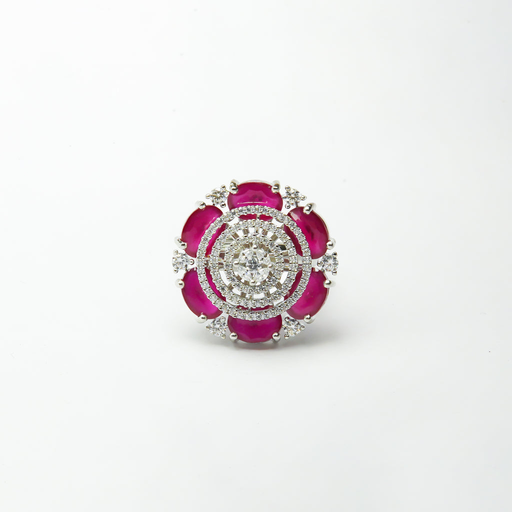 Symphony Cocktail Flower Silver Ring