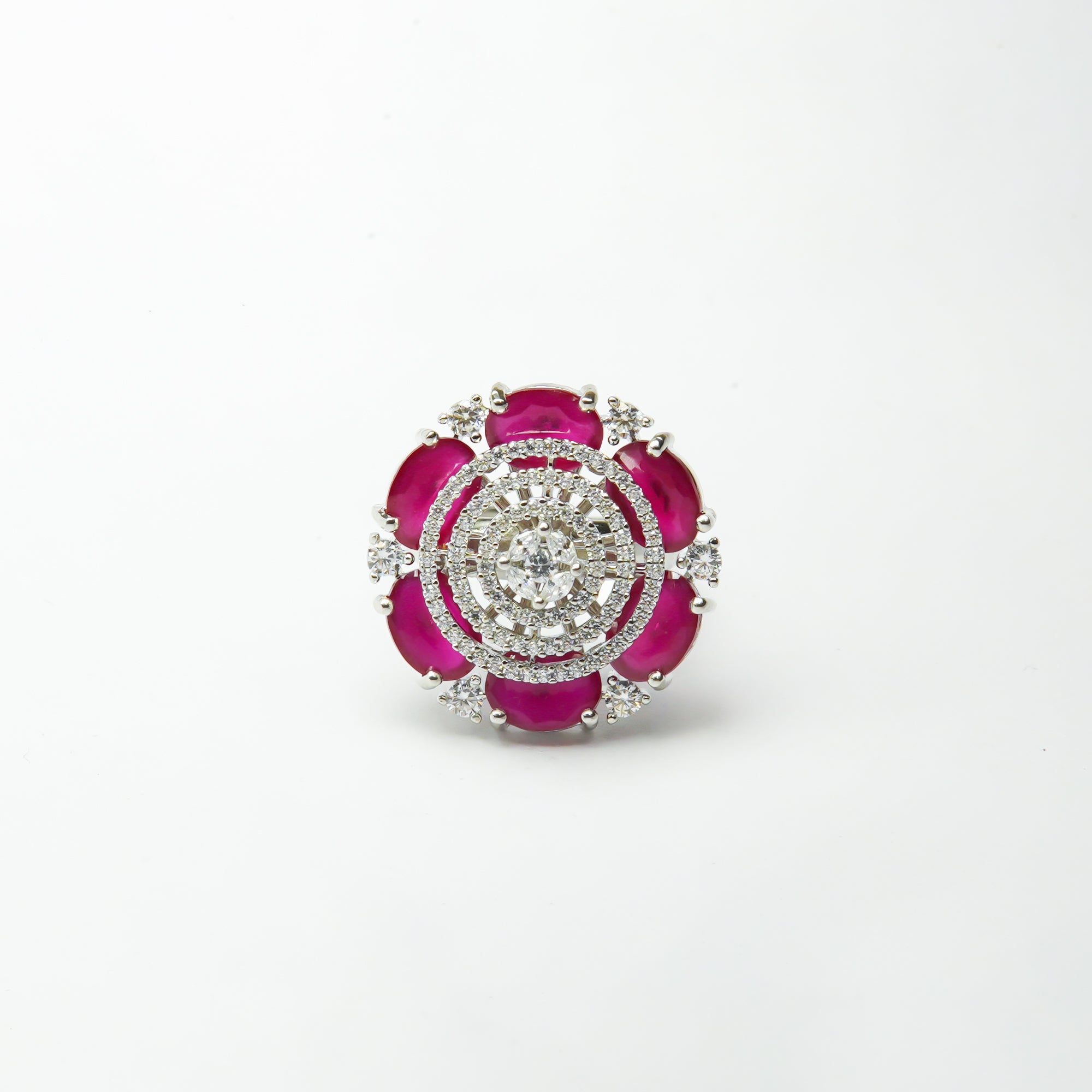 Symphony Cocktail Flower Silver Ring