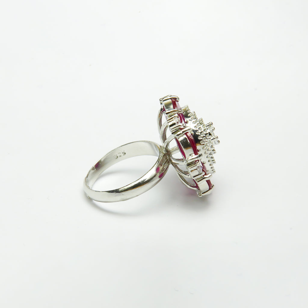 Symphony Cocktail Flower Silver Ring
