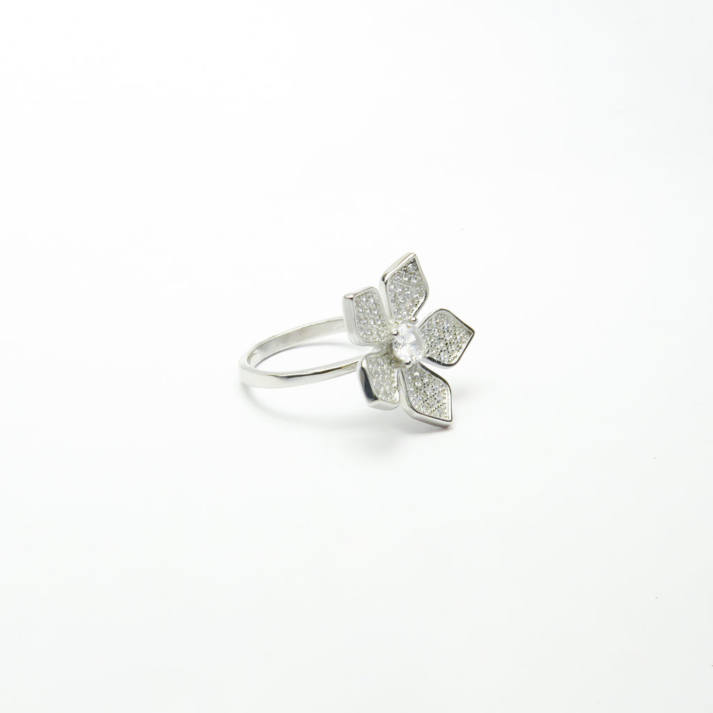 Ivy Blossom Cocktail SIlver Ring