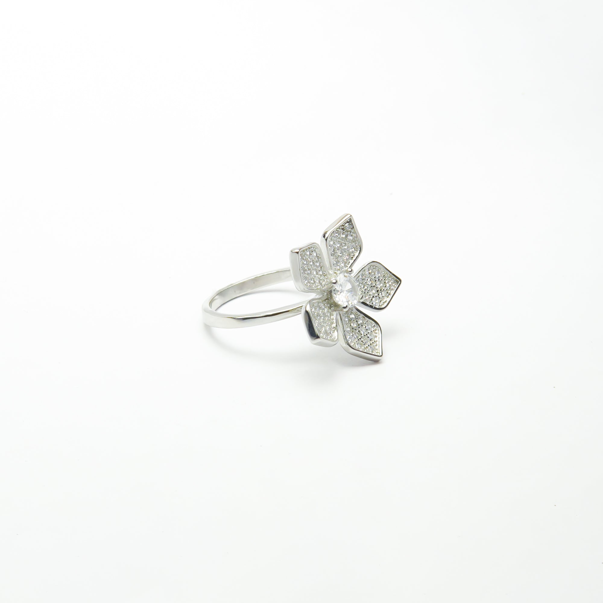 Ivy Blossom Cocktail SIlver Ring
