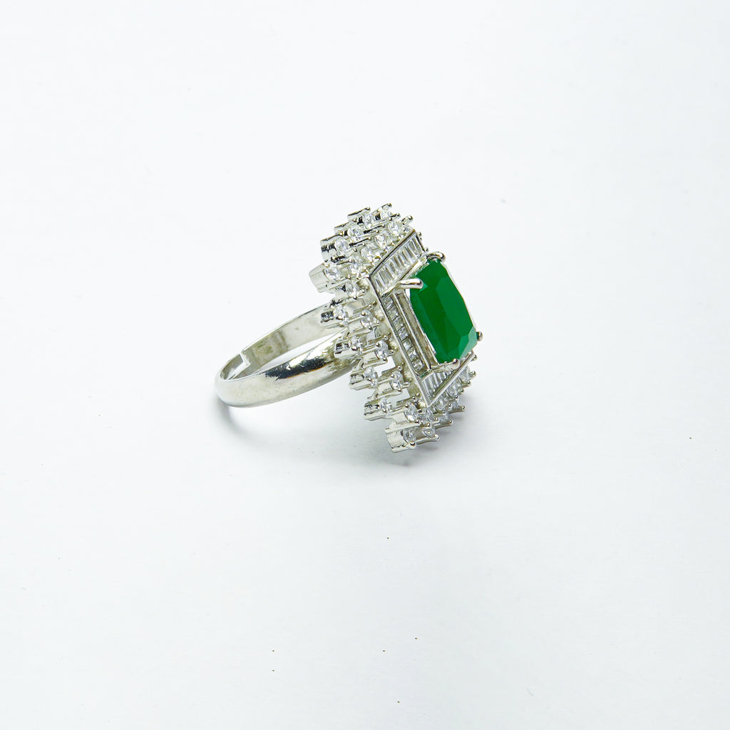 Mossy Star Silver Cocktail RIng