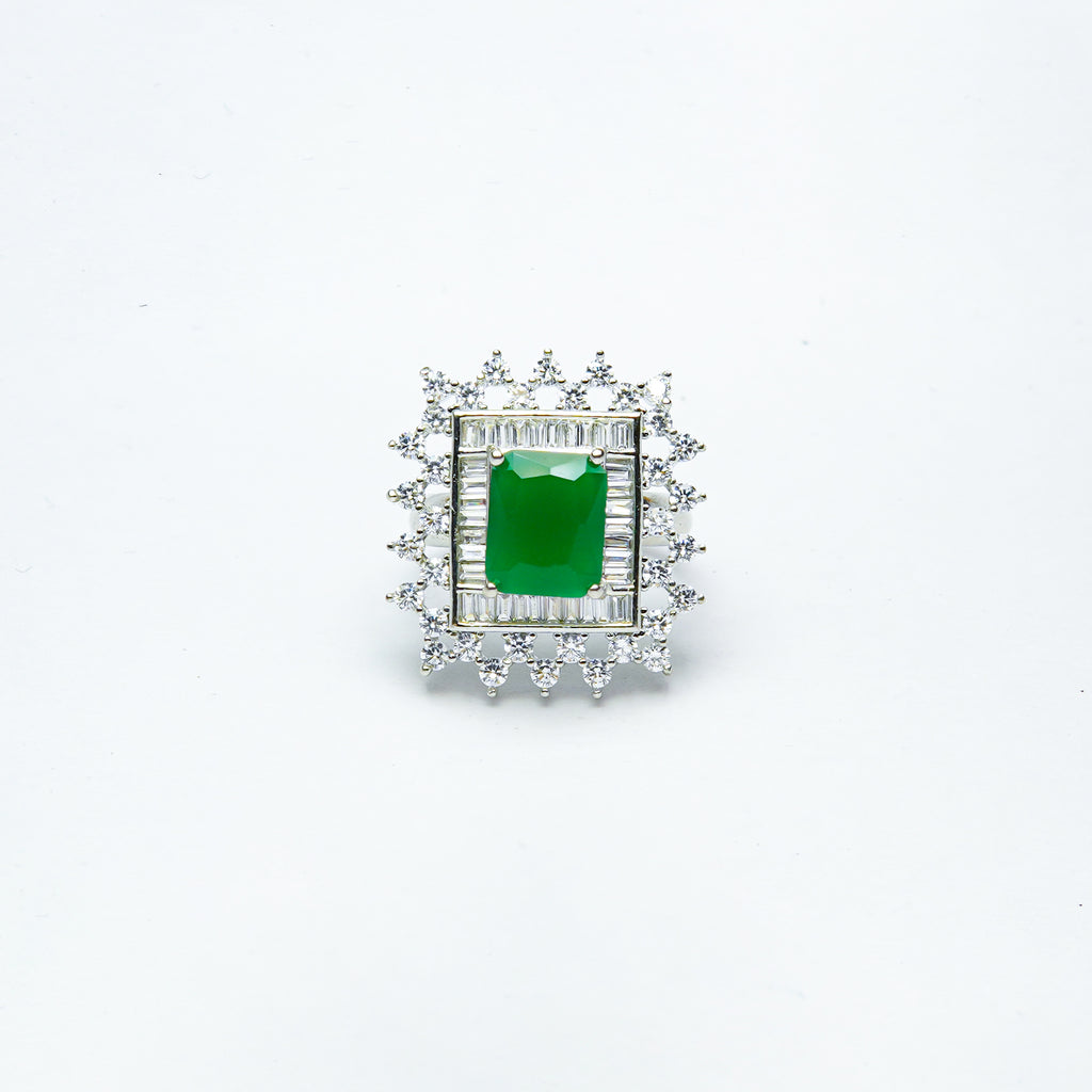 Mossy Star Silver Cocktail RIng