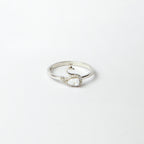 Swan of Pear Diamond Silver Ring
