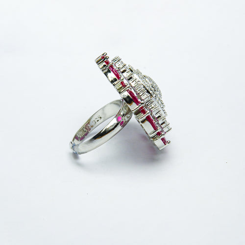 Celestial Petal Silver Cocktail RIng