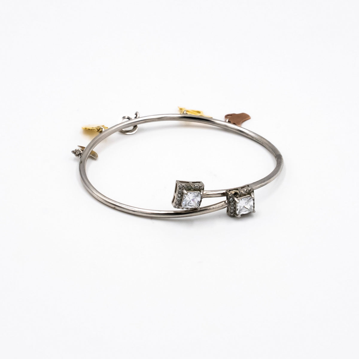 Silver Charm Cuff Bracelet