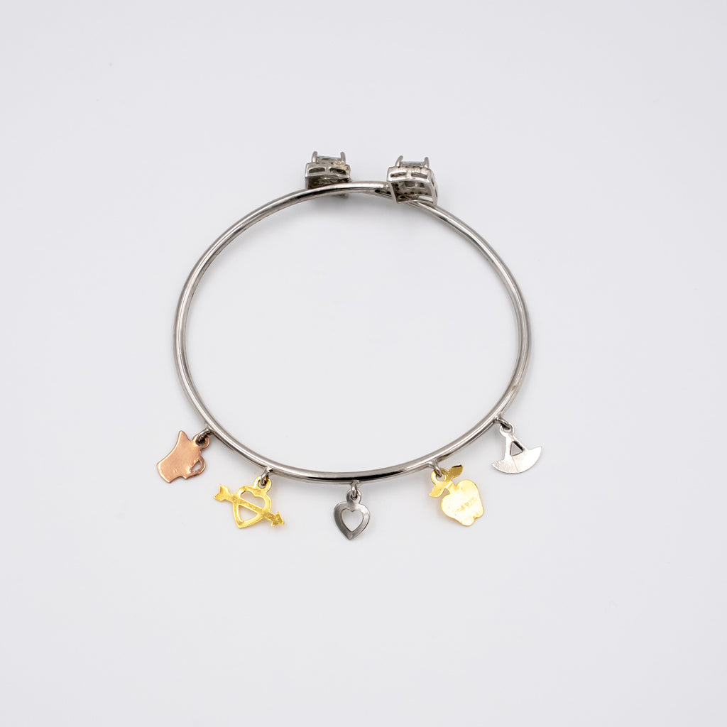 Silver Charm Cuff Bracelet