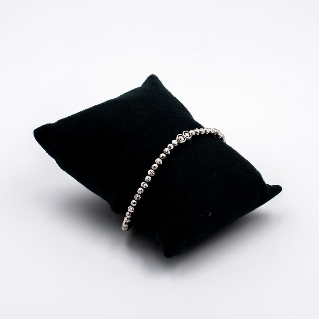 Silver Cutting ball Strechable Bracelet