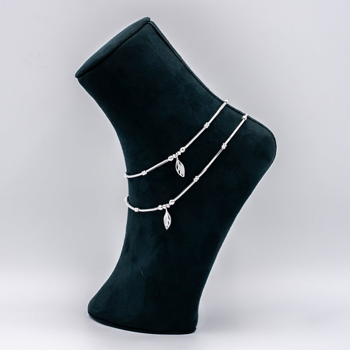 Silver Foliage Adjustable Anklets