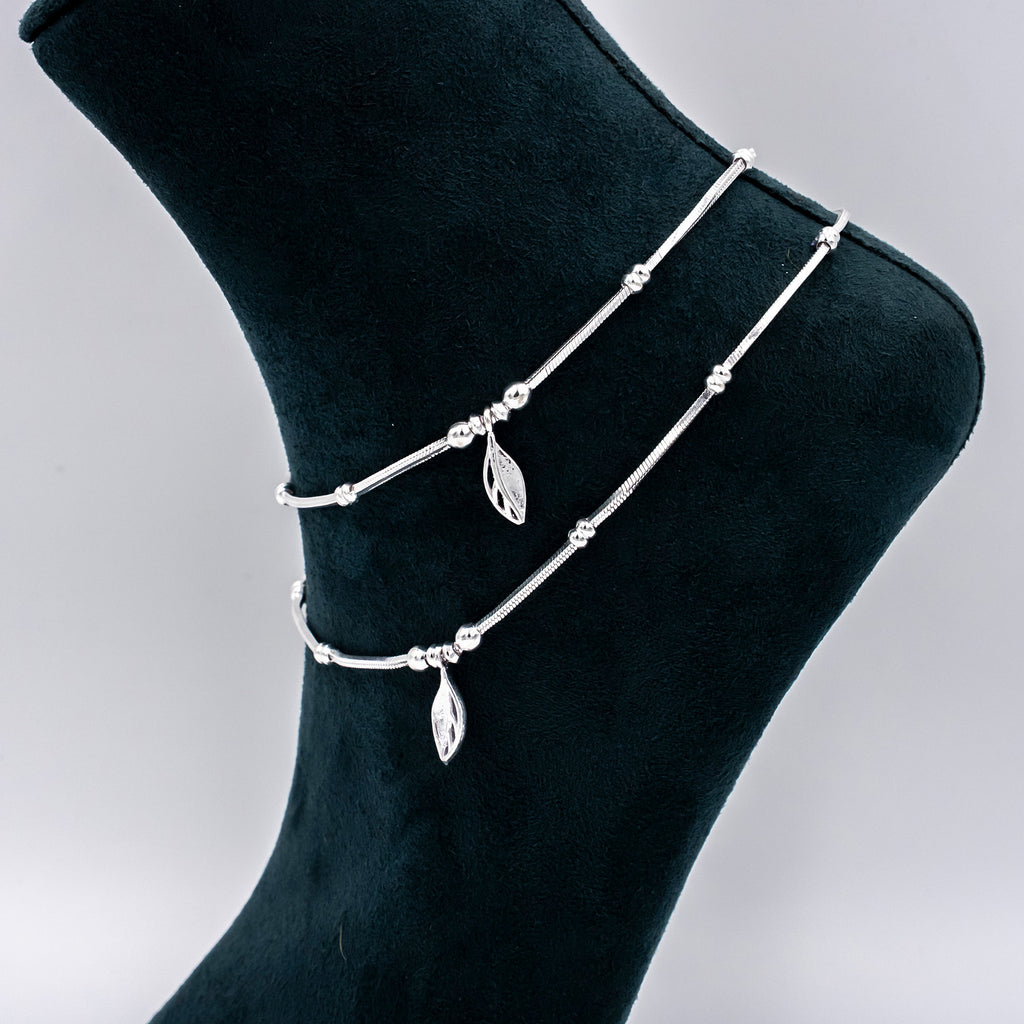 Silver Foliage Adjustable Anklets