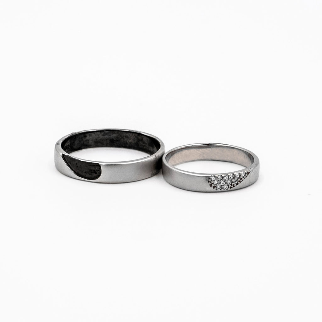 Silver Heart Couple Bands