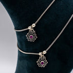Silver Oxidised Crimson Bloom Payal