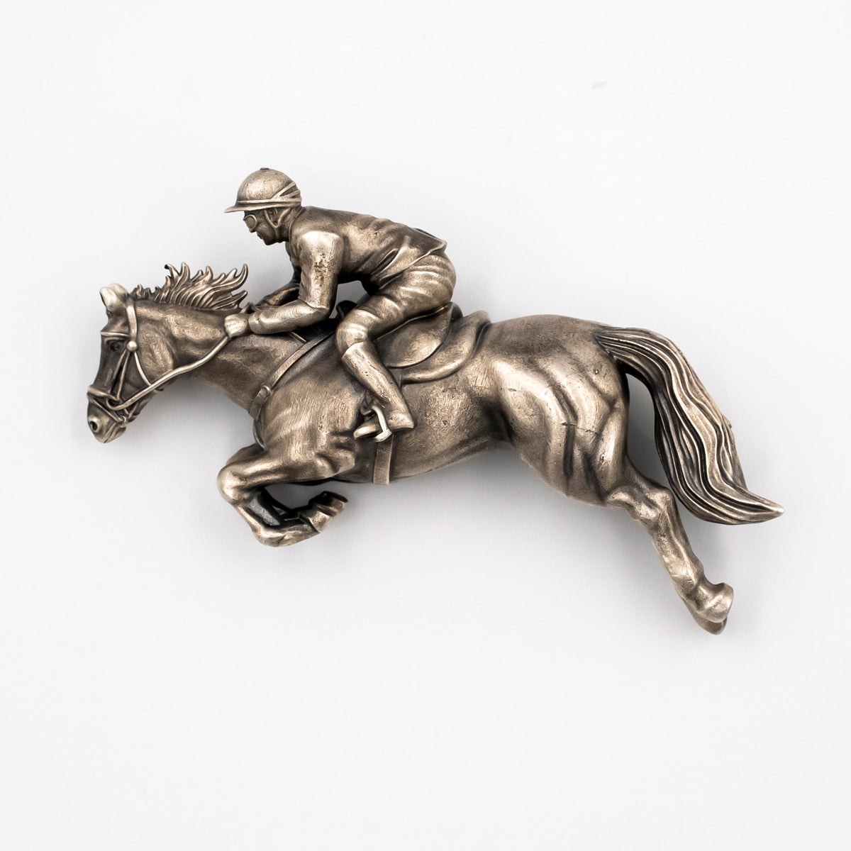 Silver Oxidised Horse Rider Brooch