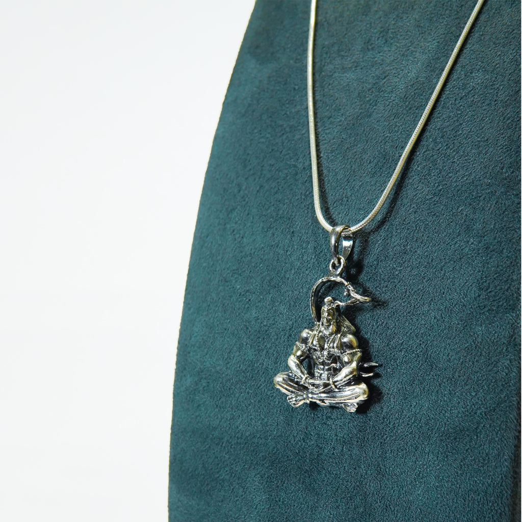 SIlver Oxidised Bajrangbali Pendant