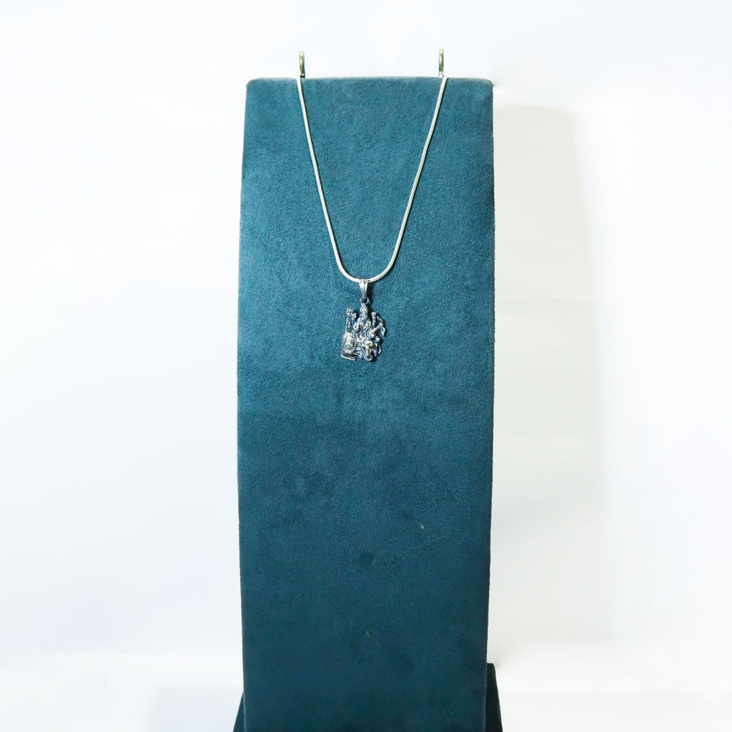 Silver Oxidised Goddess Durga Pendant