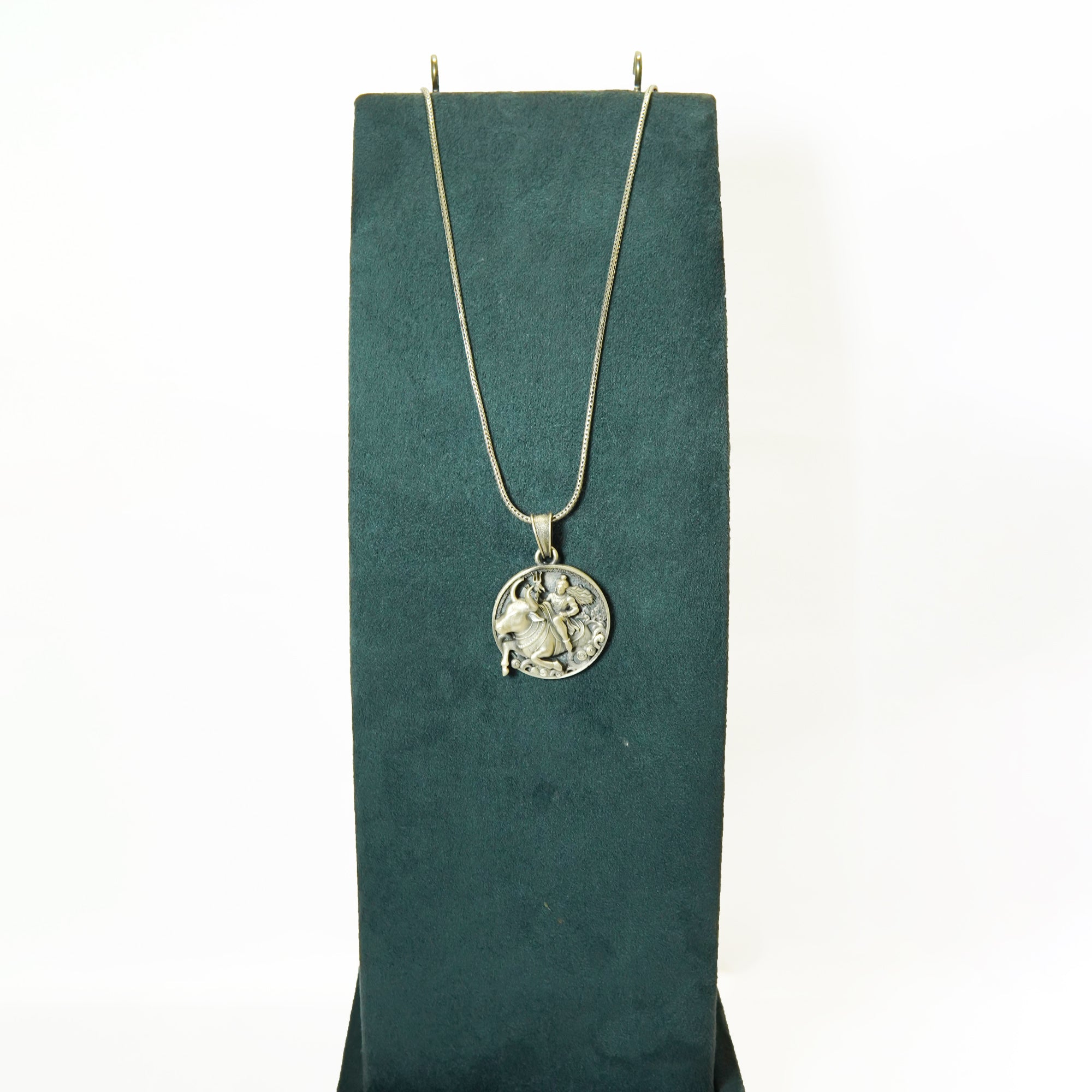 Silver God Shiva and Nandi Medallion Pendant