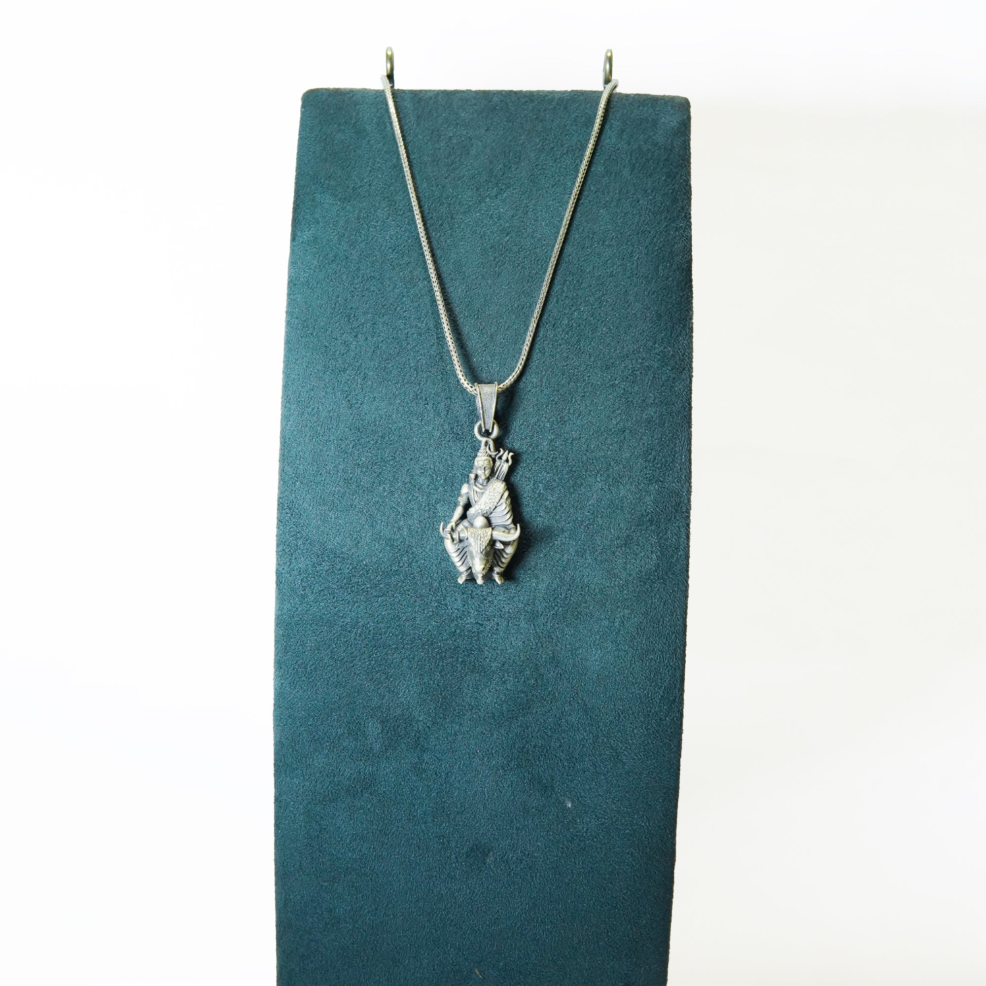 Silver Shiv-ji on Nandi Oxidised Pendant