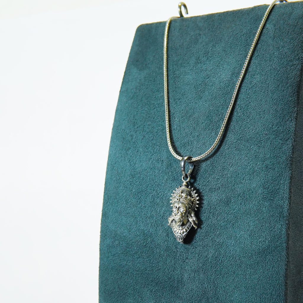 Oxidised Hanuman-Ji Face Silver Pendant