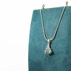 SIlver Oxidised Turquoise Trishul Pendant