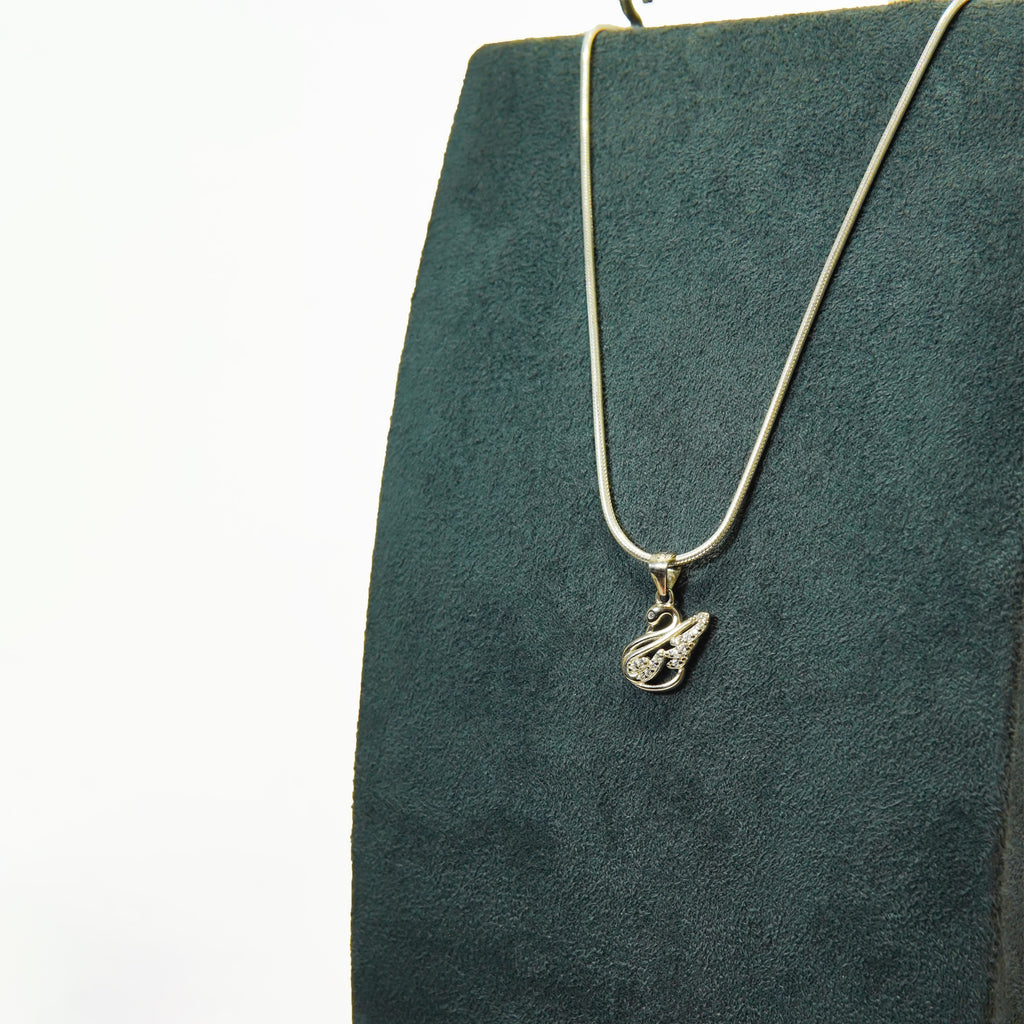 Silver Swan Pavé Pendant