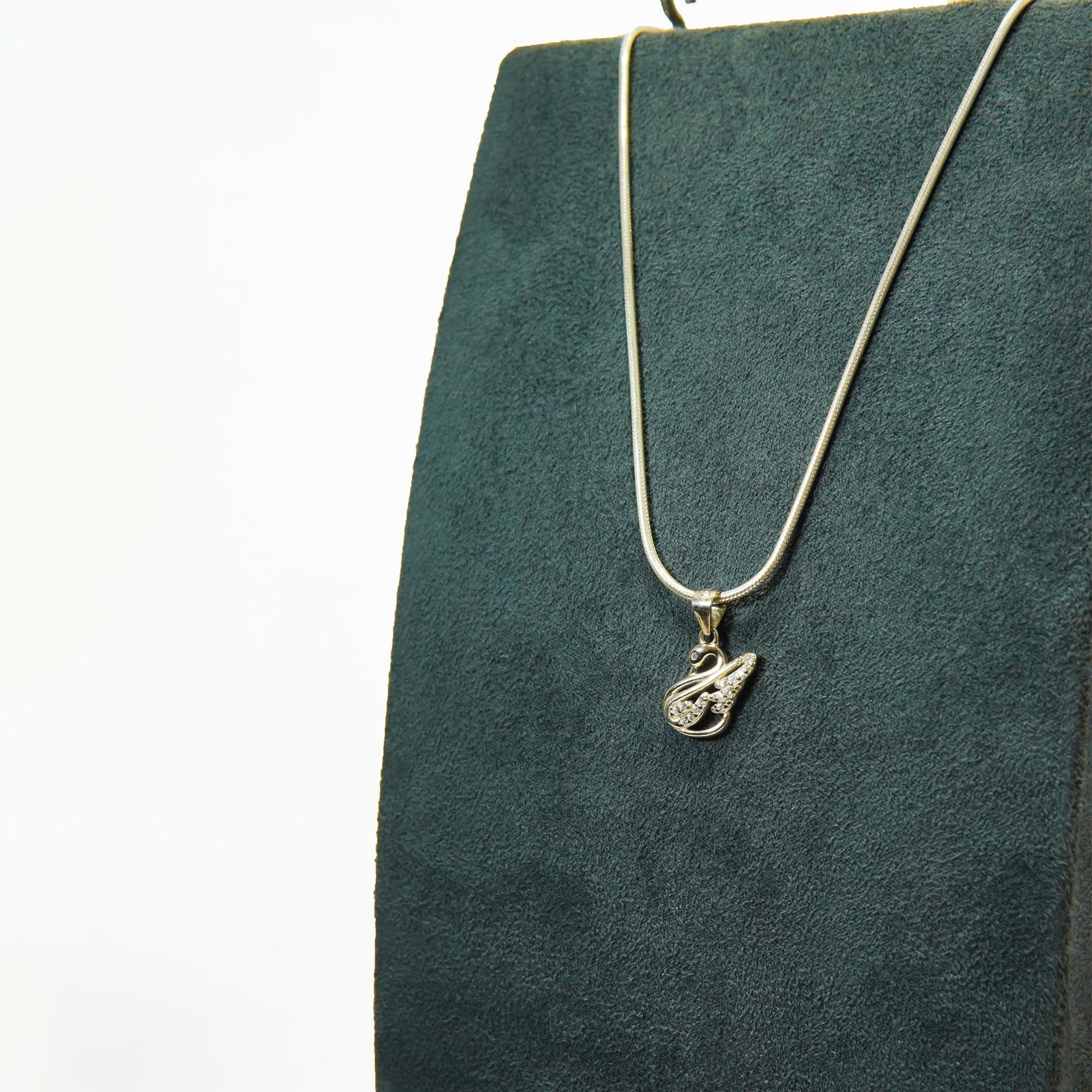 Silver Swan Pavé Pendant